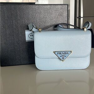 Prade Embleme Saffiano Leather Shoulder Bag